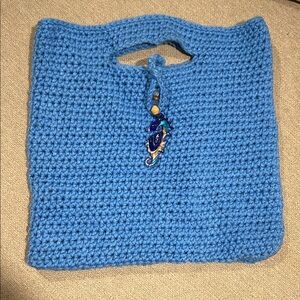 Handmade Blue Crochet Tote Bag